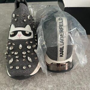 ✨ Karl Lagerfeld Paris “Malna” Slip-On Sneakers – Dark Silver, Size 9 ✨
